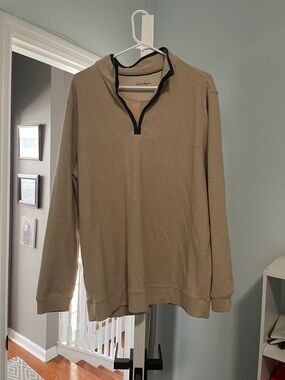 Walter Hagen Tan Half-Zip Pullover with Contrast Trim